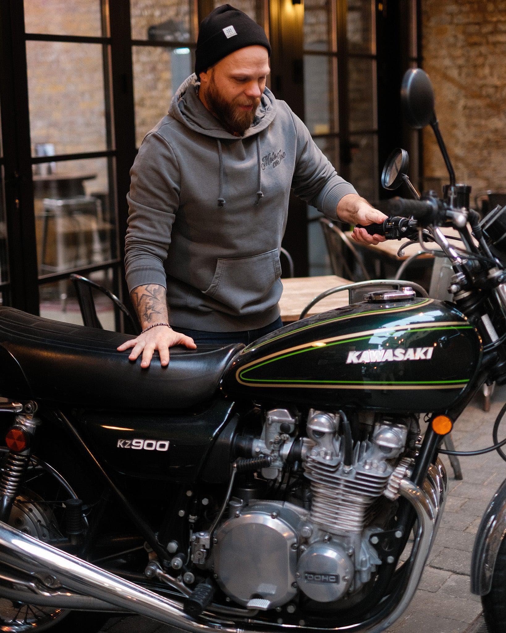 BSMC Moto Co Overhead Hoodie - Washed Grey - Image 4